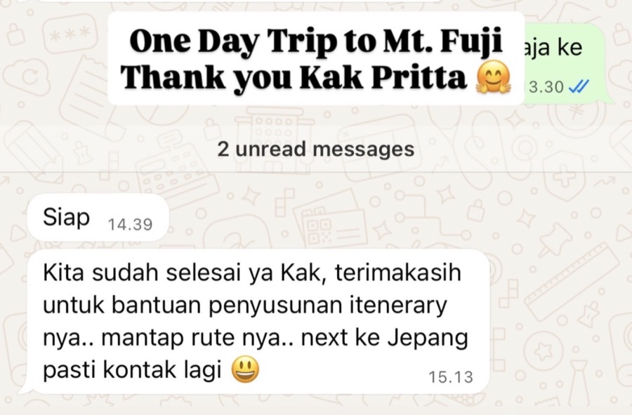 Mount Fuji day trip testimonial screenshot